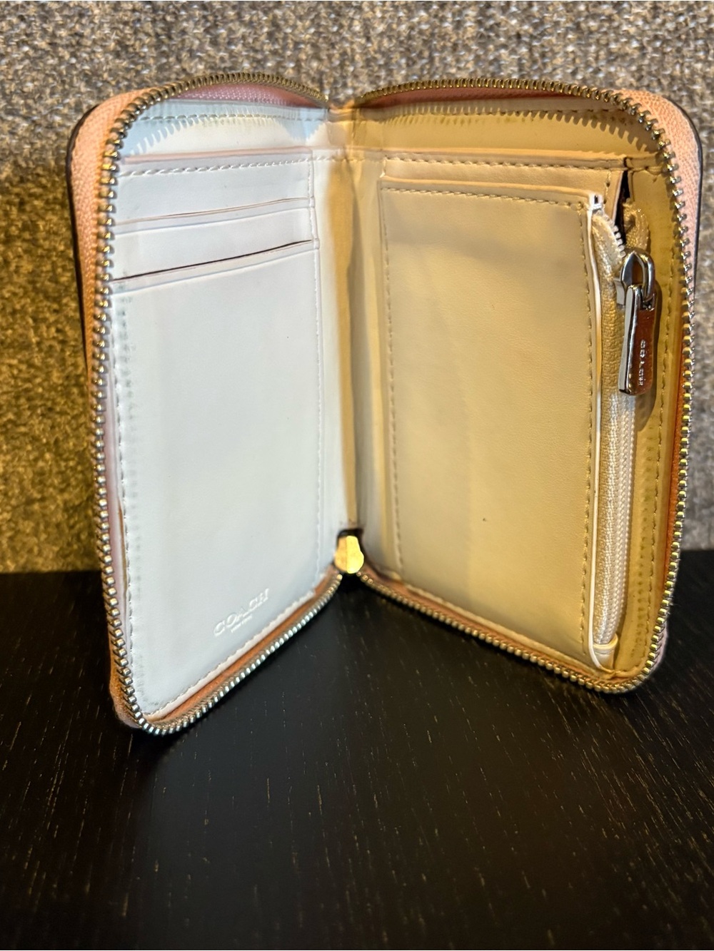 Coach Floral Zip Wallet - Pink Floral on Cream - Picture 4 of 4